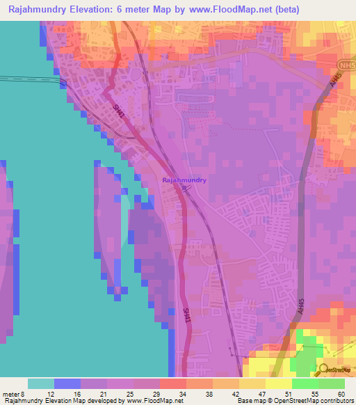 Rajahmundry,India Elevation Map