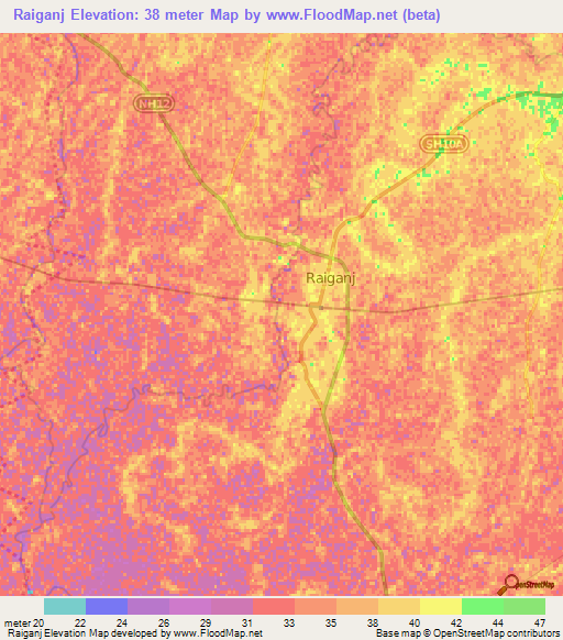 Raiganj,India Elevation Map