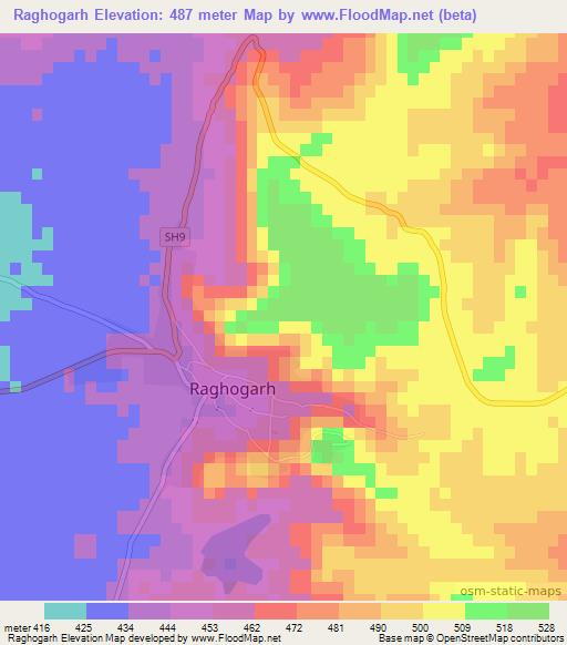 Raghogarh,India Elevation Map