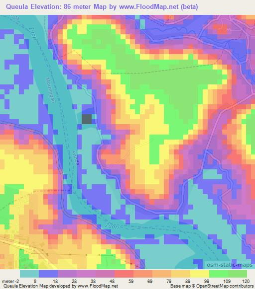 Queula,India Elevation Map
