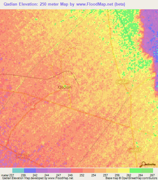 Qadian,India Elevation Map