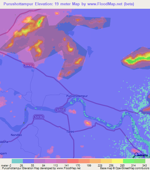 Purushottampur,India Elevation Map
