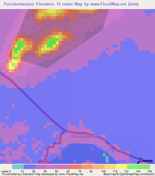 Purushottampur,India Elevation Map