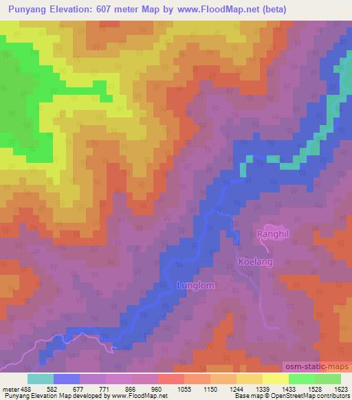 Punyang,India Elevation Map