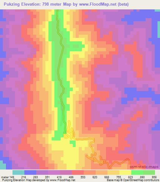 Pukzing,India Elevation Map