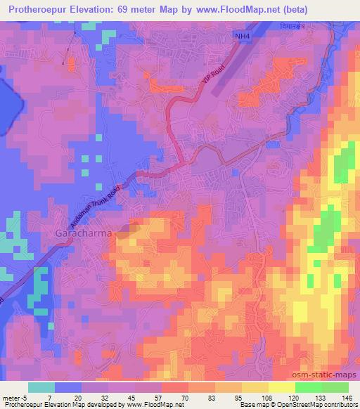 Protheroepur,India Elevation Map
