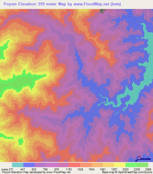 Poyom,India Elevation Map