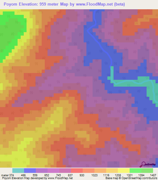 Poyom,India Elevation Map