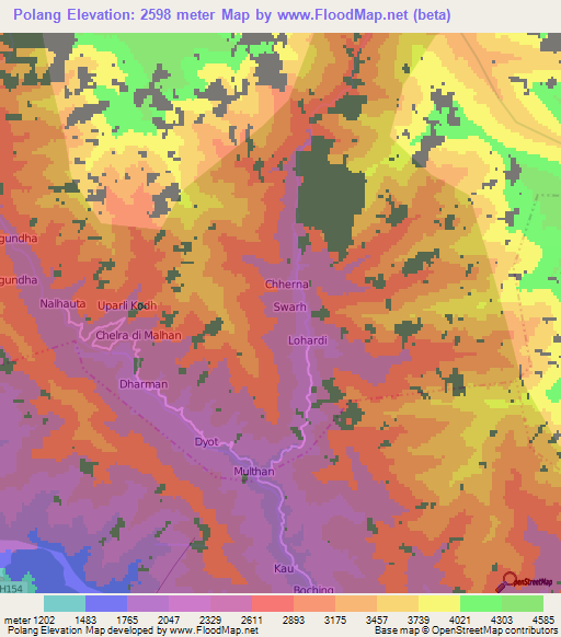 Polang,India Elevation Map