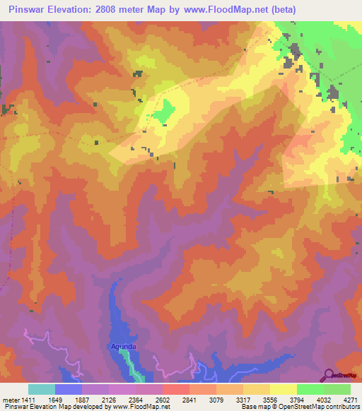 Pinswar,India Elevation Map