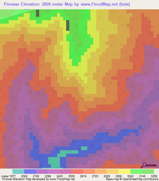 Pinswar,India Elevation Map