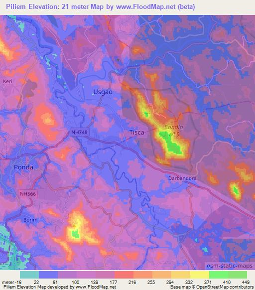 Piliem,India Elevation Map