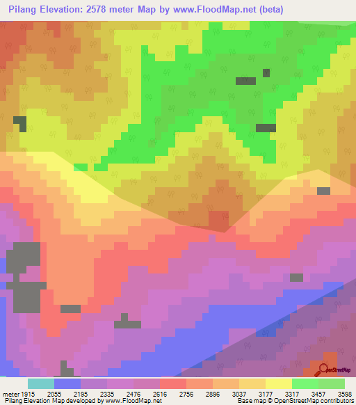 Pilang,India Elevation Map