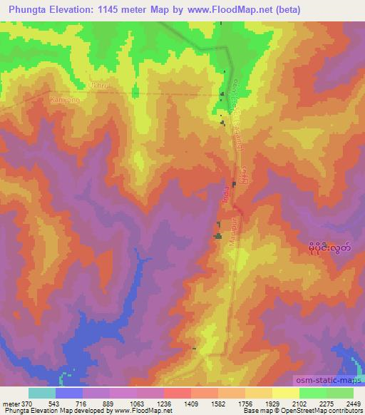 Phungta,India Elevation Map