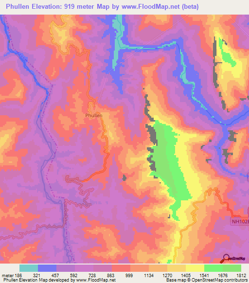 Phullen,India Elevation Map