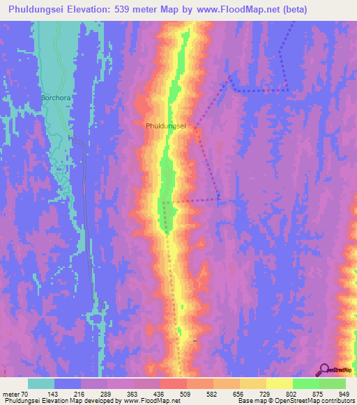 Phuldungsei,India Elevation Map