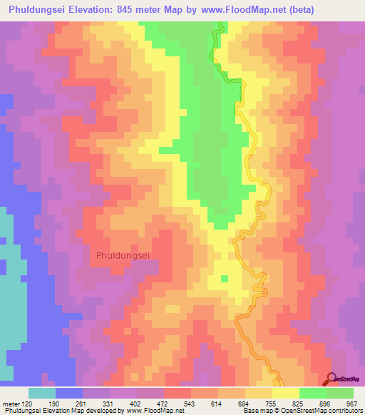 Phuldungsei,India Elevation Map