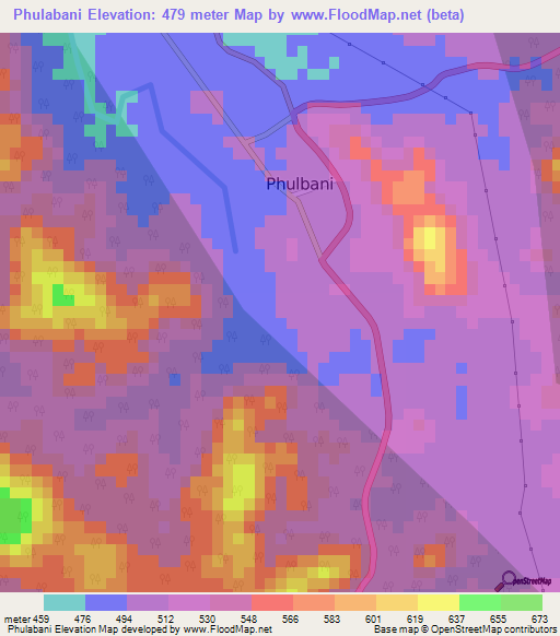 Phulabani,India Elevation Map