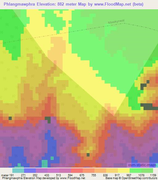 Phlangmawphra,India Elevation Map