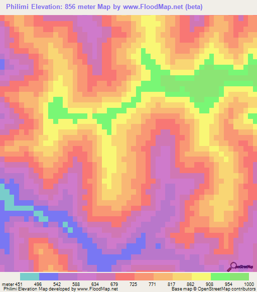 Philimi,India Elevation Map