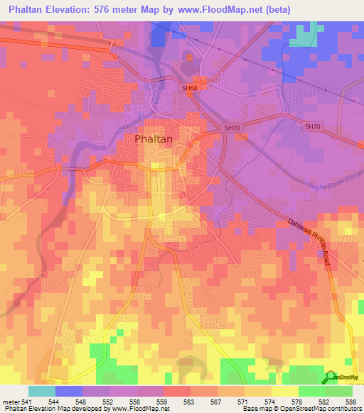 Phaltan,India Elevation Map