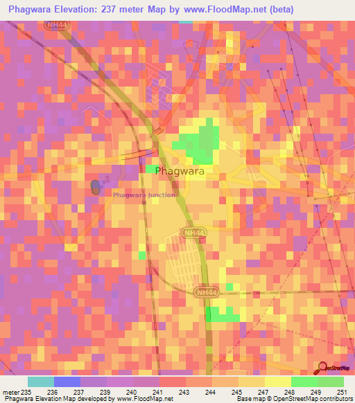 Phagwara,India Elevation Map