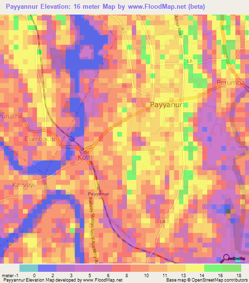 Payyannur,India Elevation Map