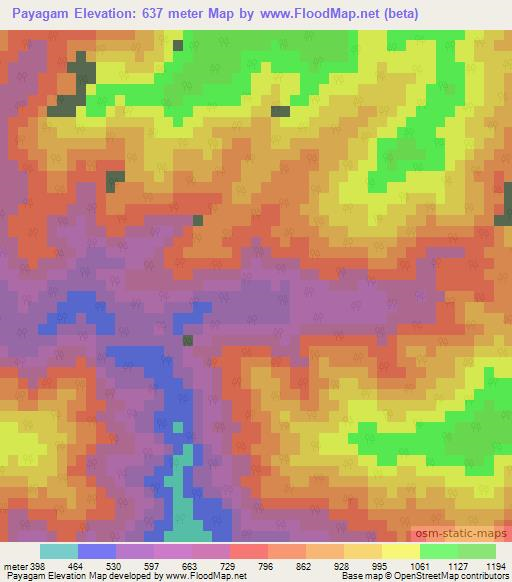 Payagam,India Elevation Map