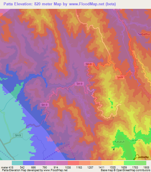 Patta,India Elevation Map