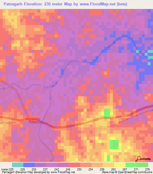 Patnagarh,India Elevation Map