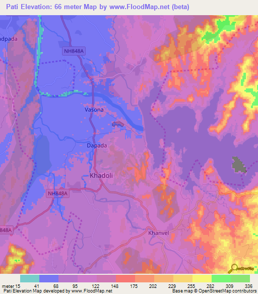 Pati,India Elevation Map
