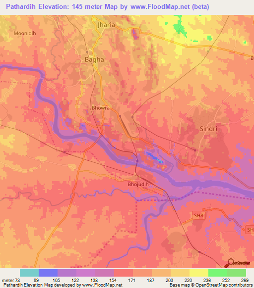 Pathardih,India Elevation Map