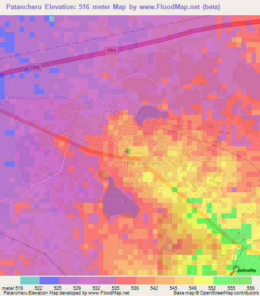 Patancheru,India Elevation Map