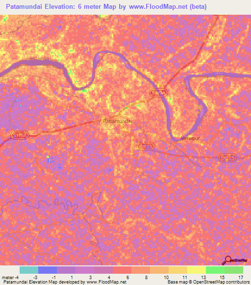 Patamundai,India Elevation Map