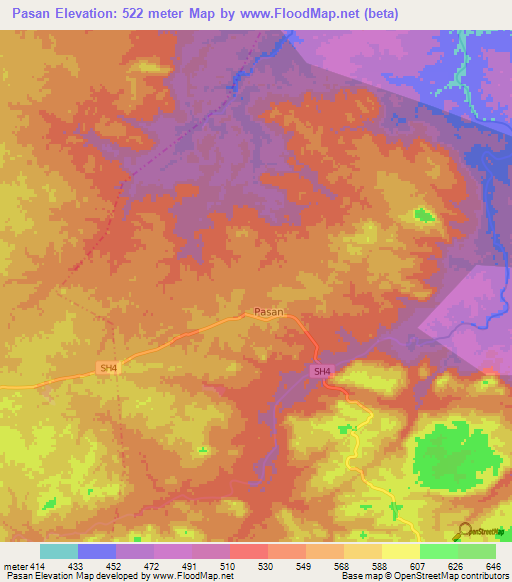 Pasan,India Elevation Map