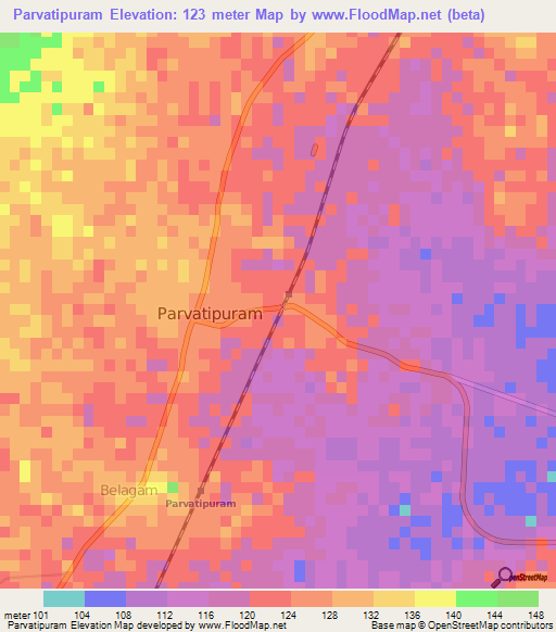 Parvatipuram,India Elevation Map