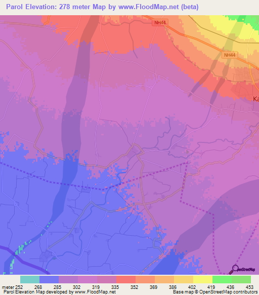 Parol,India Elevation Map