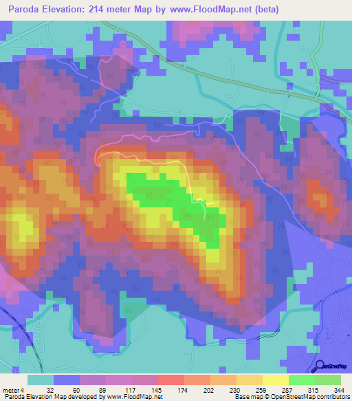 Paroda,India Elevation Map