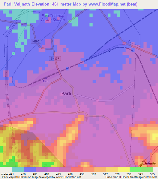 Parli Vaijnath,India Elevation Map