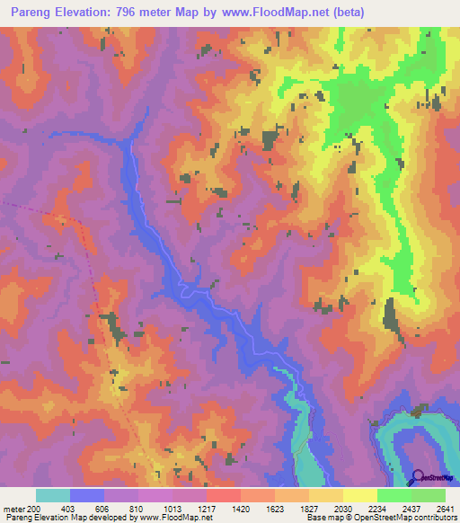 Pareng,India Elevation Map