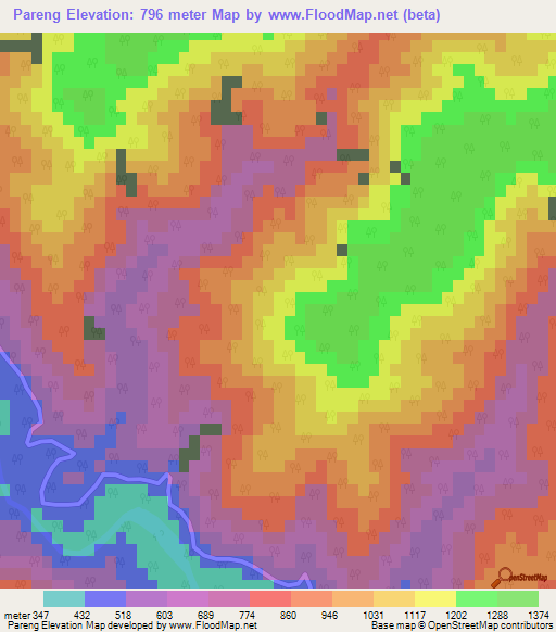 Pareng,India Elevation Map