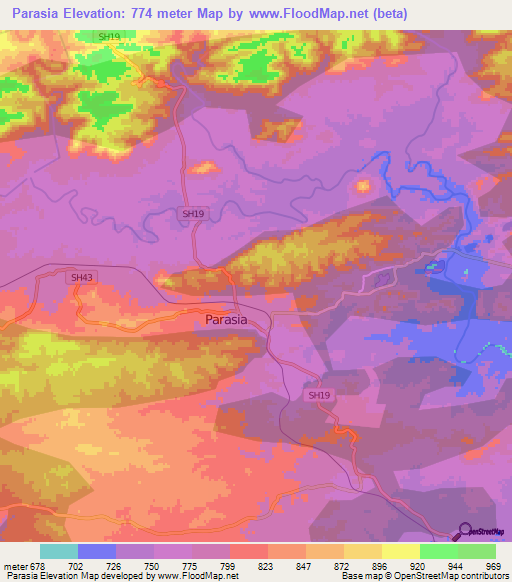 Parasia,India Elevation Map