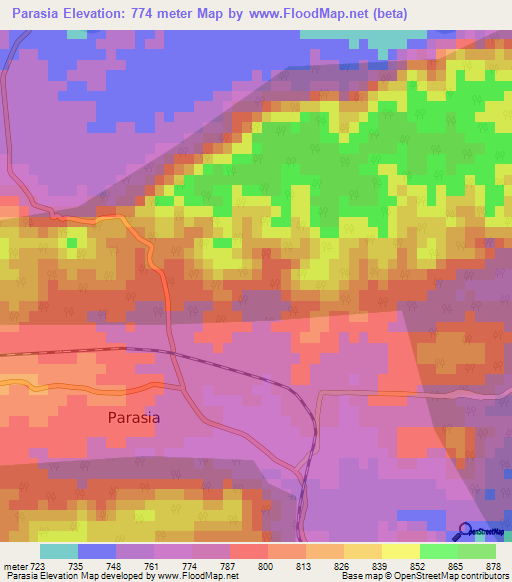 Parasia,India Elevation Map
