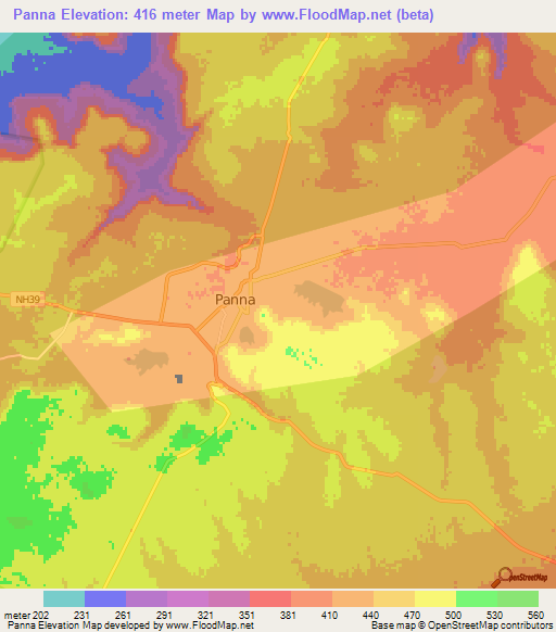 Panna,India Elevation Map