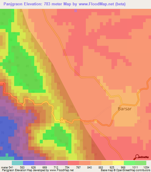 Panjgraon,India Elevation Map