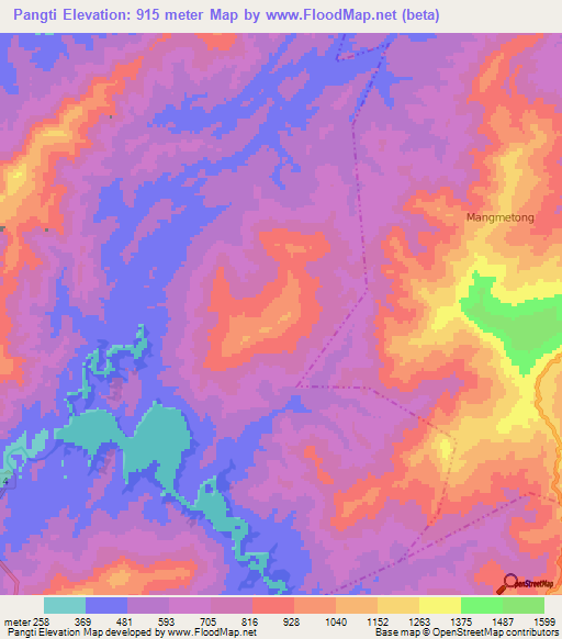 Pangti,India Elevation Map
