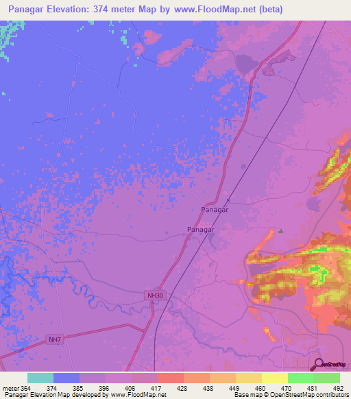 Panagar,India Elevation Map