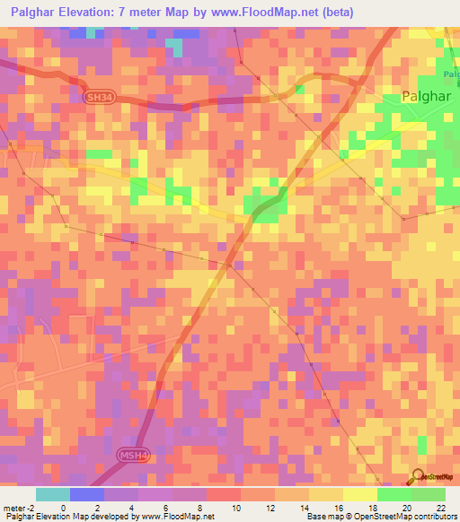 Palghar,India Elevation Map
