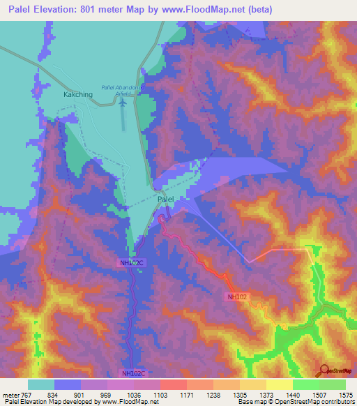 Palel,India Elevation Map