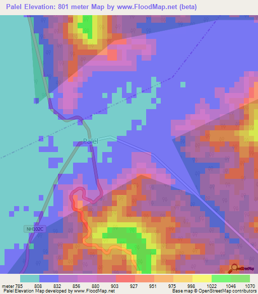 Palel,India Elevation Map